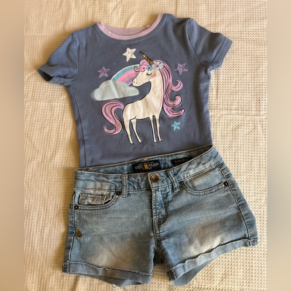 Lucky Brand Shorts & Unicorn Top Set - Picture 1 of 7